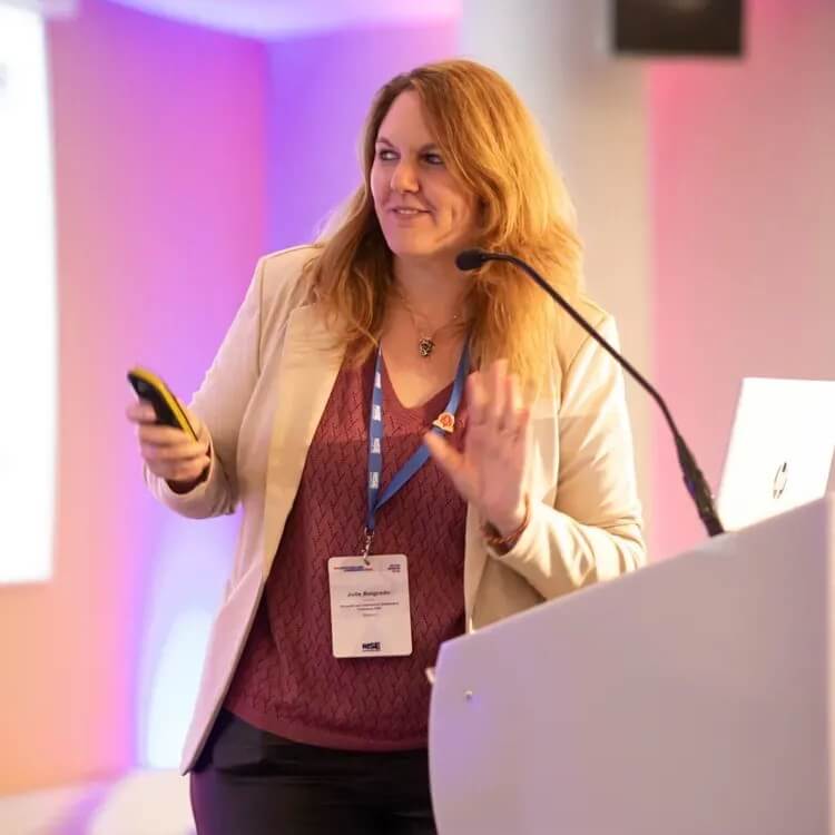 Julie Belgrado, EIBF Director, at the RISE Bookselling Conference in Riga.